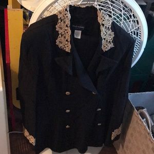 Black pants suit wth gold lace trim